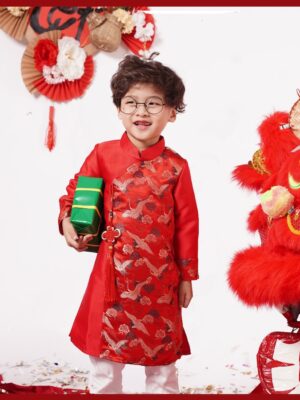 Áo Dài Cách Tân Bé Trai T44 - Mẫu Áo Dài Tết 2022 Nhiên Kids