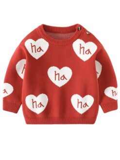 Áo len cho bé icon trái tim màu đỏ