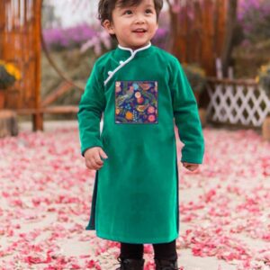 Áo dài cách tân bé trai T11 Áo dài cách tan bé trai màu xanh lá