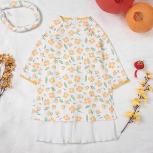 Áo dài truyền thống gấm sốp bé gái Áo dài truyền thống