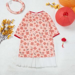 Áo dài truyền thống gấm sốp bé gái Áo dài truyền thống