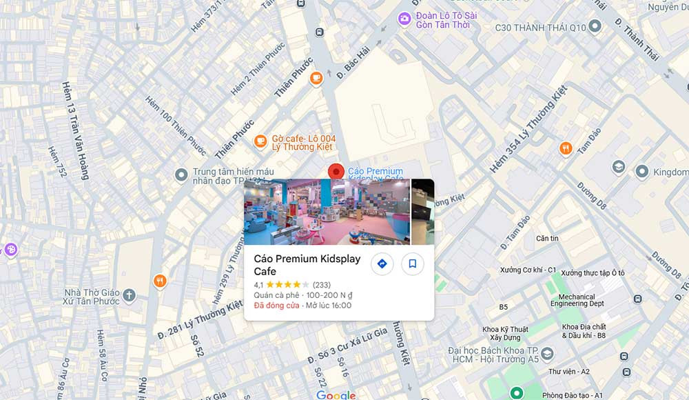 Quán cafe cho trẻ em Cáo Premium Kidsplay Cafe với không gian rực rỡ sắc màu